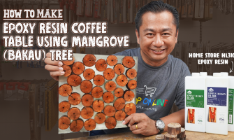 How to make epoxy resin Coffee Table using Mangrove Bakau Tree Trunk | Home Store HL310 Epoxy Resin