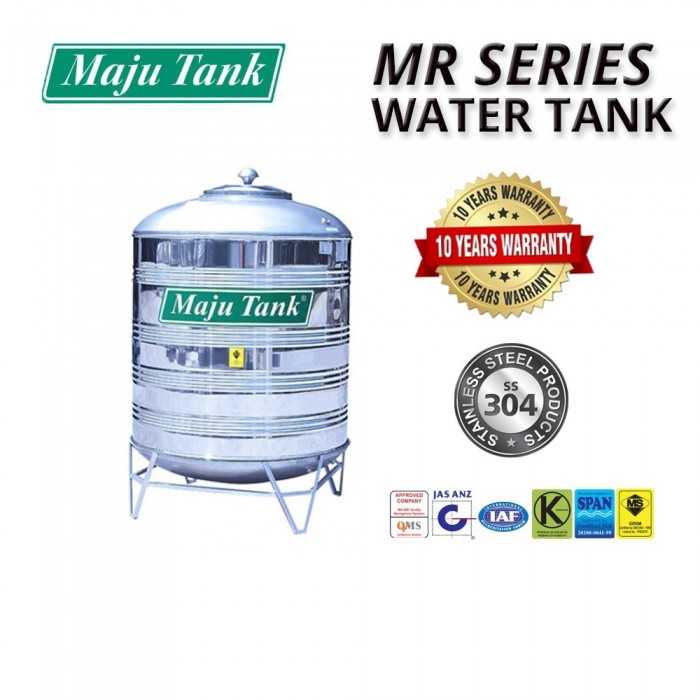 Maju Tank MR600 Vertical Round Bottom With "V" Stand Stainless Steel Water Tank 6000L/1350G