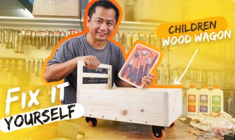 Fix it Yourself | Children Wooden Wagon with 2-in-1 Push Cart Trolley & Walker