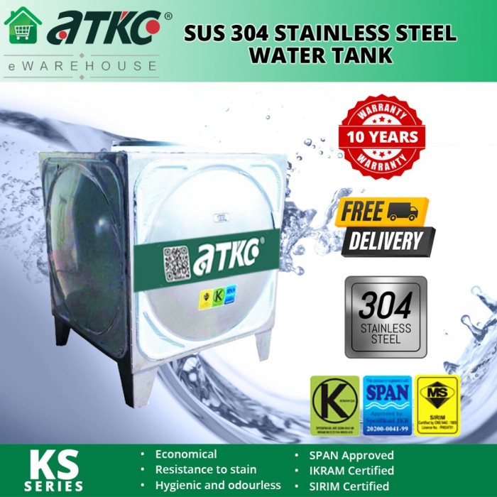 ATKC SQ1200 Square With Stand SUS304 Stainless Steel Water Tank 12000L/2640G