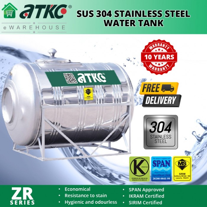 ATKC ZR1500 Horizontal With Stand SUS304 Stainless Steel Water Tank 15000L/3300G