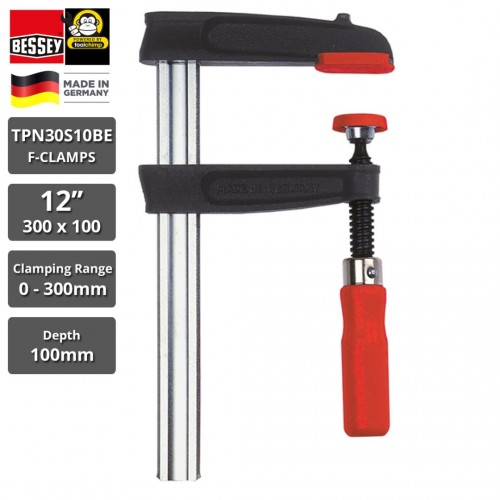 Bessey TPN30S10BE Screw Clamp Tpn-Be 11.81In/3.94In of Cast-IRON Black/Red/Silver