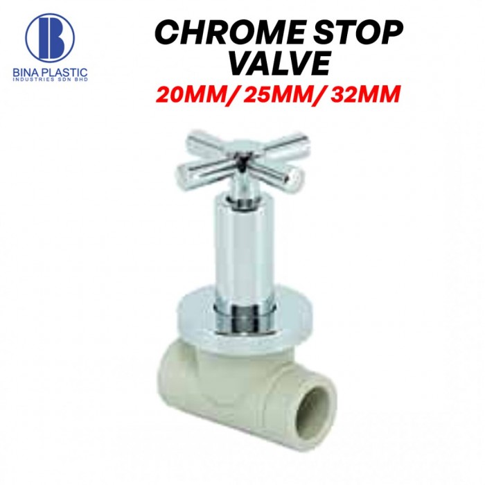 Bina Plastic PP-R Fittings Chrome Stop Valve Cold & Hot Water 20MM/ 25MM/ 32MM