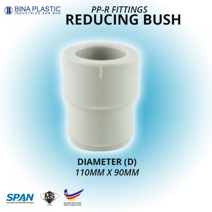 Bina Plastic PP-R Fittings Reducing Bush 110MM x 90MM (1 PC)