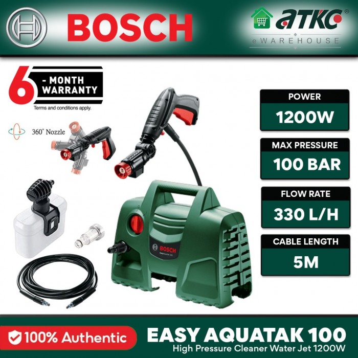 BOSCH Easy Aquatak 100 High Pressure Cleaner Water Jet 100 BAR 1200W (06008A7EL0)