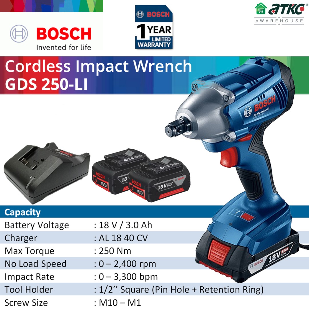 Bosch 18V Cordless Impact Wrench GDS 250-LI Malaysia