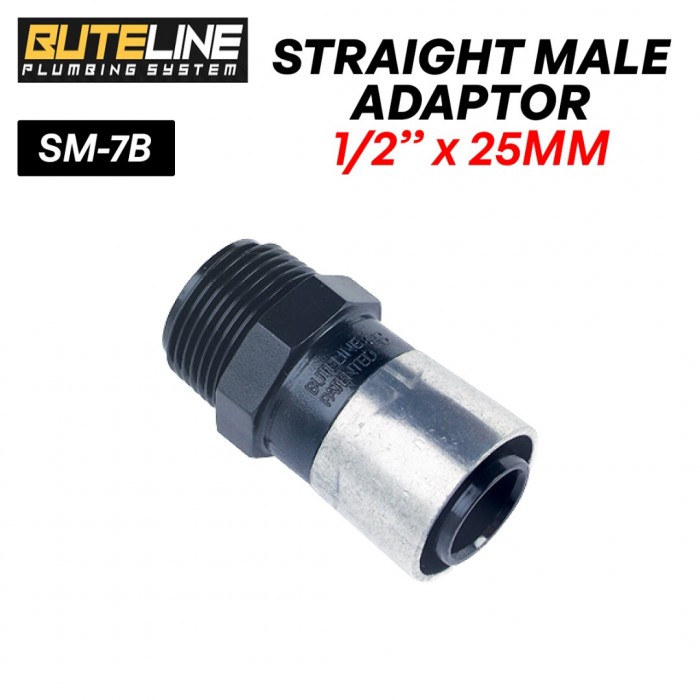 Buteline Fittings Straight Male Adaptor 25MM x 1/2" (PE) SM-7B