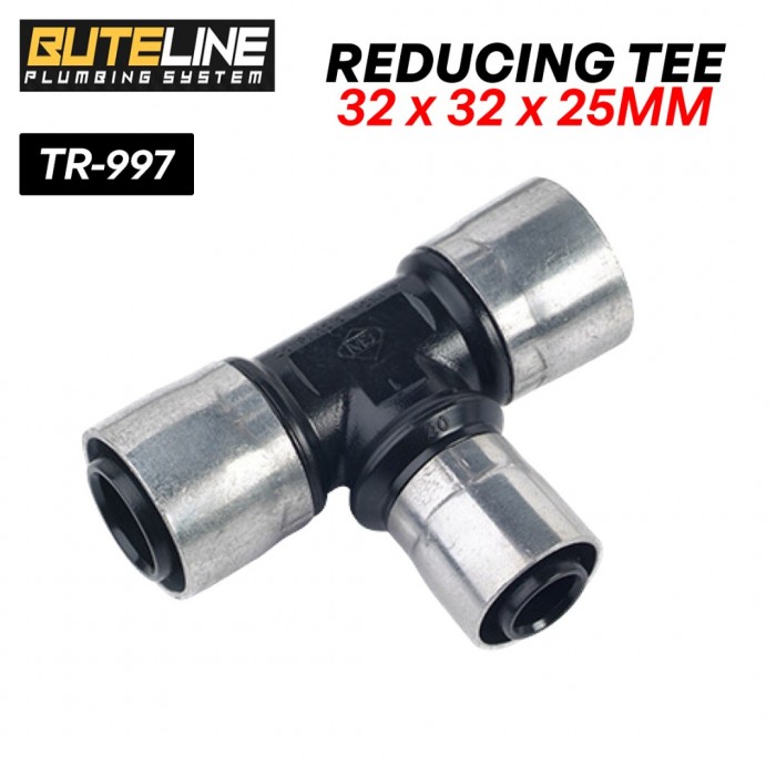 Buteline Fittings Reducing Tee 32MM x 32MM x 25MM (PE) TR-997