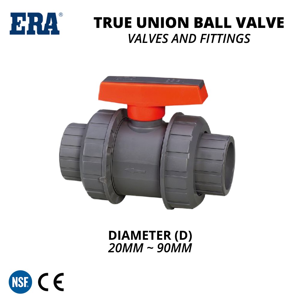ERA NPT BSPT UPVC UTB01 True Union Ball Valve With Color Box 2 63MM 1 PC