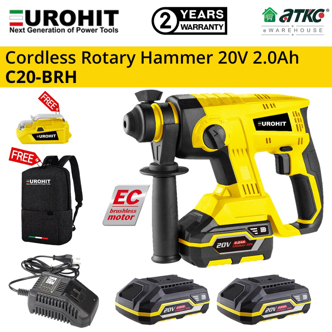 EUROHIT C20-BRH Brushless Cordless Rotary Hammer Drill 20V 2.0Ah