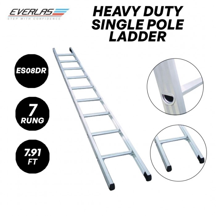 Everlas ES08DR Heavy Duty Single Pole Ladder 7 Rung 2411MM (7.91')