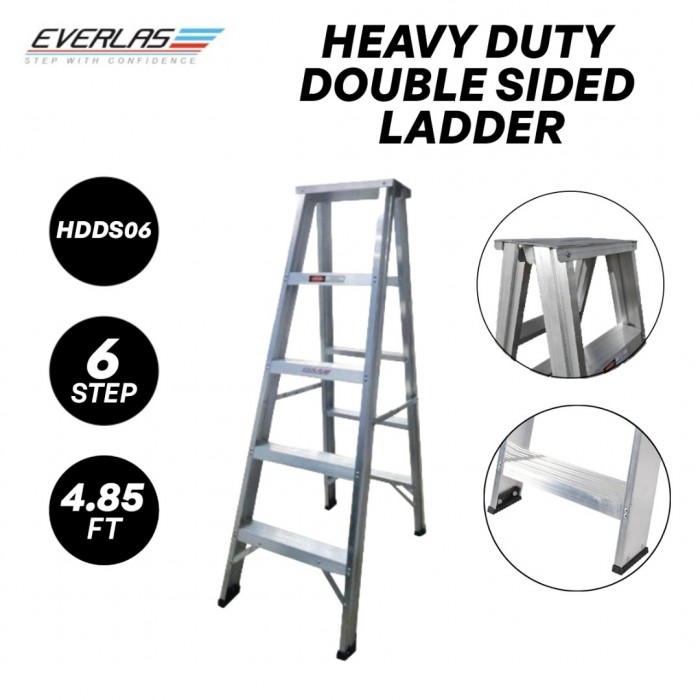 Everlas HDDS06 Heavy Duty Double Sided Ladder 6 Step 1477MM (4.85FT)