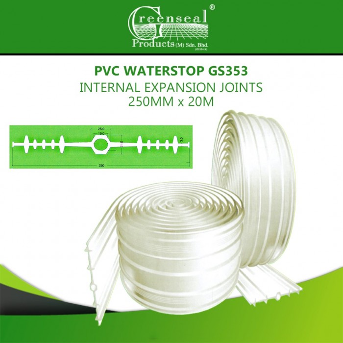 Greenseal PVC Waterstop GS353 Internal Expansion Joints 250MM (W) x 20M (L)
