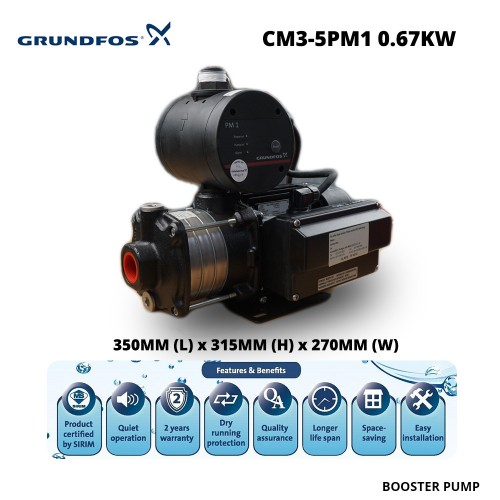 Grundfos Cm3 5pm1 0 6kw Booster Pump 350mm L X 315mm H X 270mm W