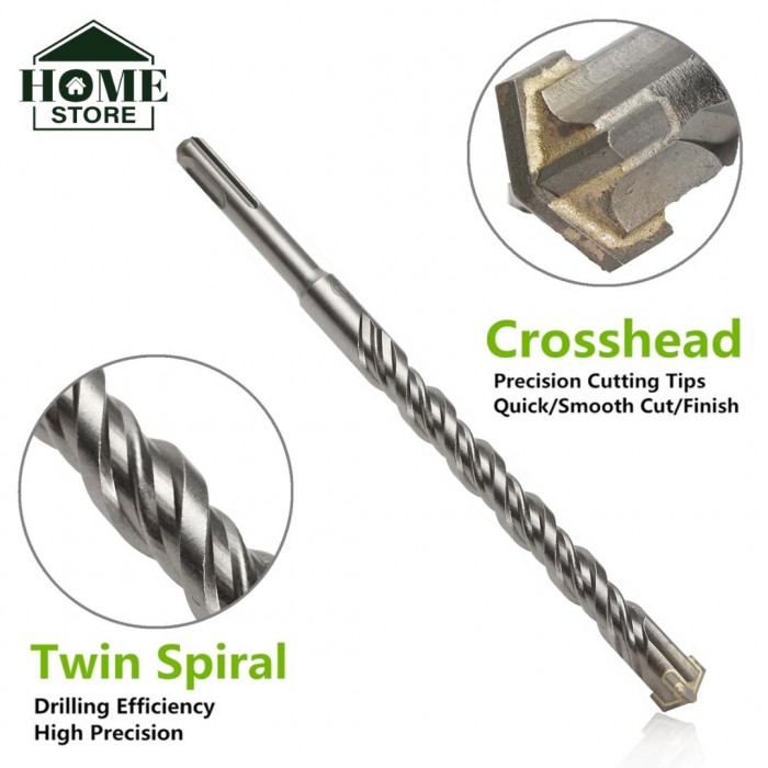 Home Store SDS Plus Shank High Performance Cross Tip Drill Bit 25.0MM (D) x 800MM (L)