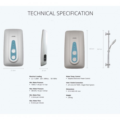 Joven SB11E SB Series Instant Water Heater without Pump