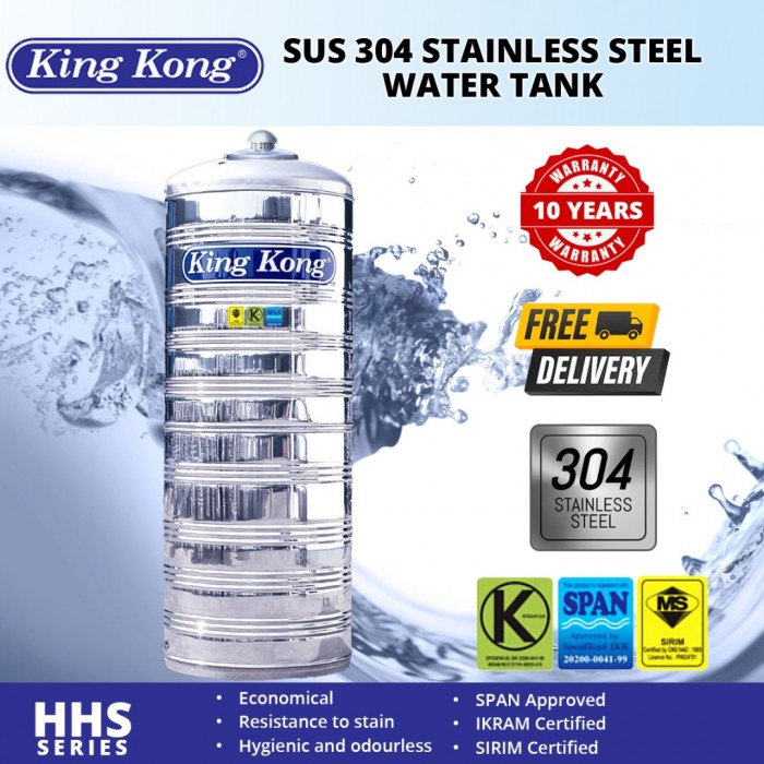 King Kong HHS500 Vertical Flat Bottom Without Stand Stainless Steel Water Tank 5000L/1100G