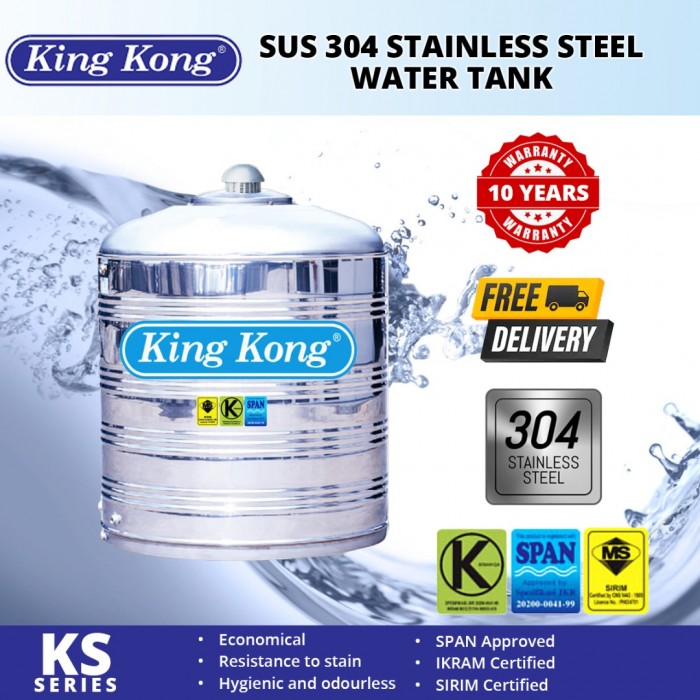 King Kong KS200 Vertical Flat Bottom Without Stand Stainless Steel Water Tank 900L/200G