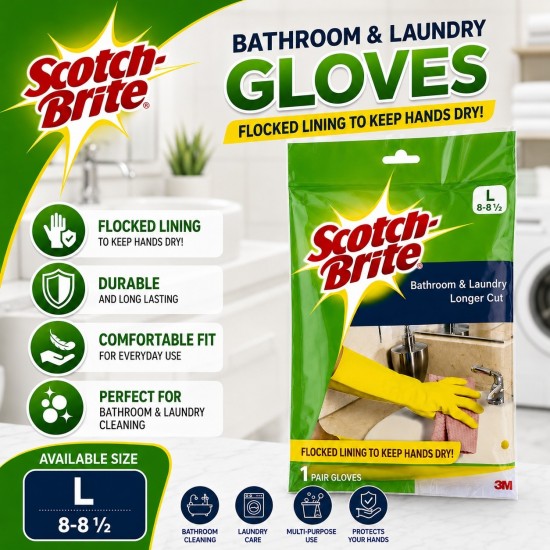 3M Scotch-Brite Bathroom and Laundry Gloves - (S, M, L)