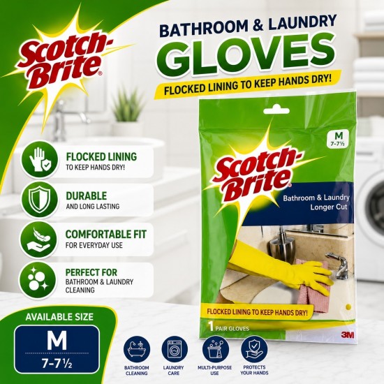 3M Scotch-Brite Bathroom and Laundry Gloves - (S, M, L)
