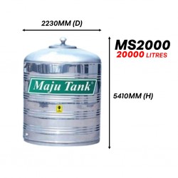 Maju Tank MS2000 Vertical Flat Bottom Without Stand Stainless Steel Water Tank 20000L/4500G