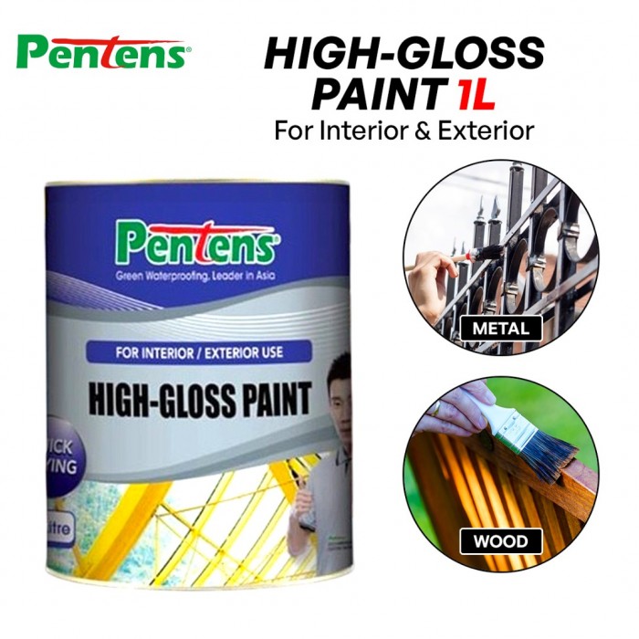 Pentens High Gloss Paint Quick Drying Solvent-Based Interior & Exterior For Wood & Metal 1L