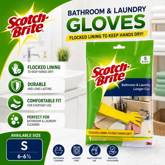 3M Scotch-Brite Bathroom and Laundry Gloves - (S, M, L)