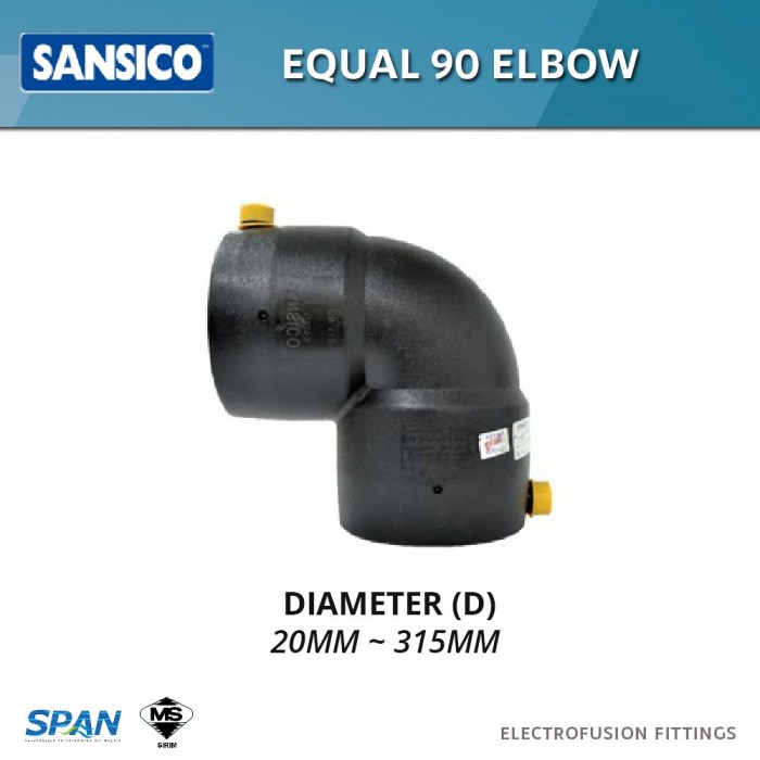 Sansico Electrofusion Fittings S90 EE 20 Equal 90° Elbow 20MM