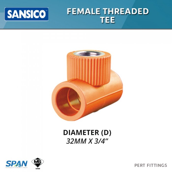Sansico Fittings PFTT32.3/4 Female Threaded Tee 32MM x ¾”