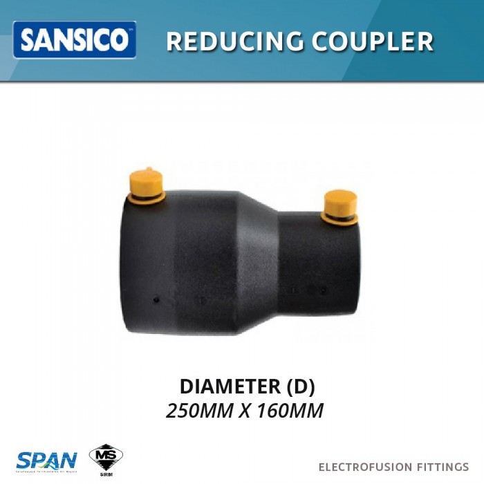 Sansico Electrofusion Fittings SRC 250.160 Reducing Coupler 250MM x 160MM
