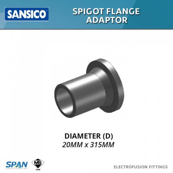 Sansico Electrofusion Fittings SPFA 75 Spigot Flange Adaptor 75MM