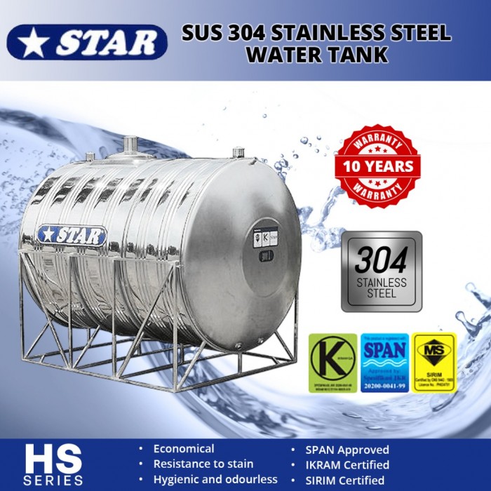 Star HS85 Horizontal With Stand SUS304 Stainless Steel Water Tank 850L/180G