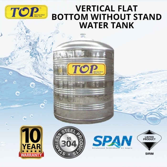 TOP TF500 Vertical Flat Bottom without Stand Stainless Steel Water Tank 500L/110G