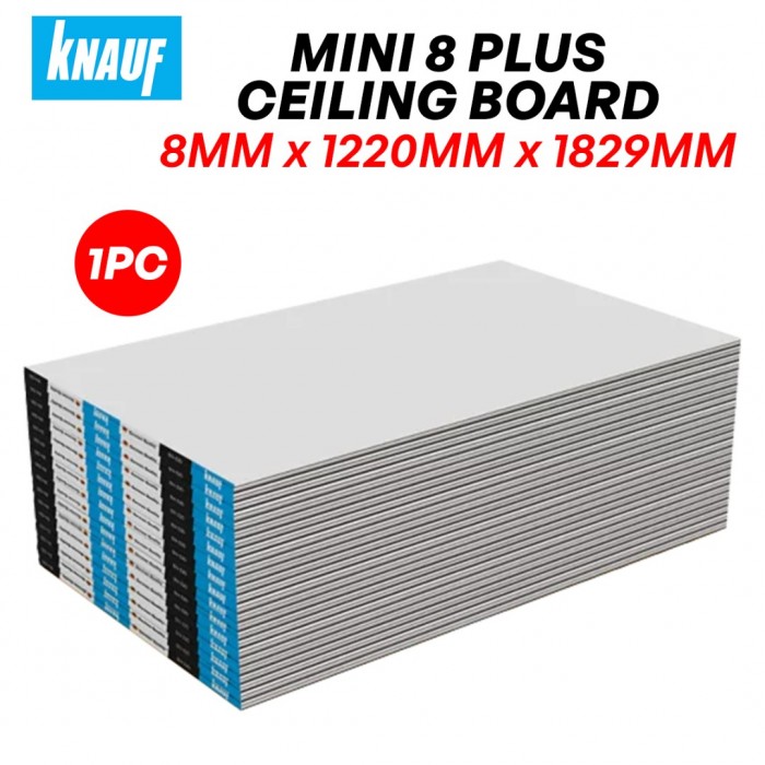 Knauf/USG Boral Mini 8 Plus Ceiling Plaster Board 8MM (T) x 1220MM (W) x 1829MM (L)  (4' x 6')