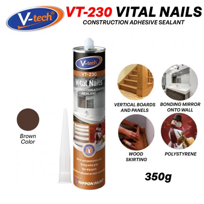 V-Tech VT-230 Vital Nails Construction Adhesive Sealant 350GM - Brown
