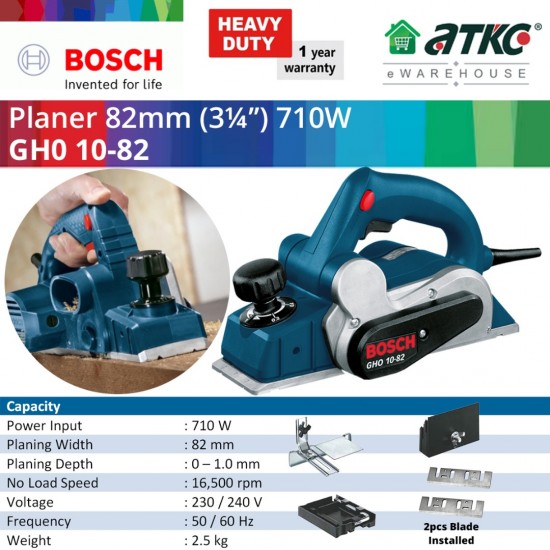 BOSCH GHO 10-82 Planer 82MM (3¼") 710W (0601594006) BOSCH GHO 10-82 Planer 82MM (3¼") 710W (0601594006)