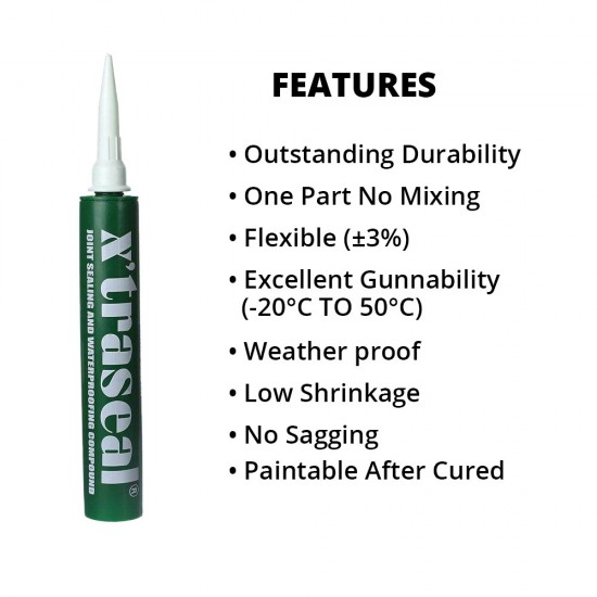 X'traseal Multipurpose Awning Caulk 400ML - Black, Grey, White X'traseal Multipurpose Awning Caulk 400ML - Black, Grey, White