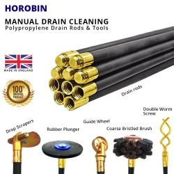 Original Horobin PR Manual Drain Cleaning 4' (L) x 25 Rod With 5 Accessories Head