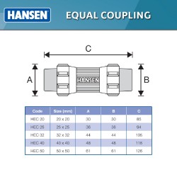 Hansen Fittings HEC50 Equal Coupling 50MM x 50MM