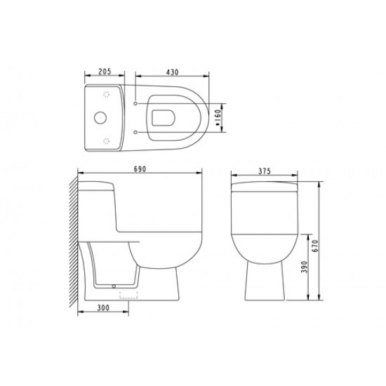 Inno Sericite WC1018 Athena Washdown One Piece Water Closet (WHITE)