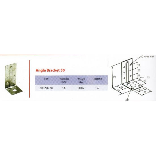 Astino Multi Truss G.I Angle Bracket 50 98mm x 50mm x 50mm 1.6mm (T)