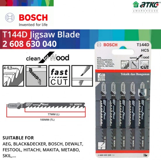 Bosch #2608630040 T144D Jigsaw Blade For Wood 100MM (L) x 5 (PCS)