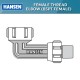 Hansen Fittings HFTE 20.1/2 Female Thread Elbow 20MM x 1/2'' - Black