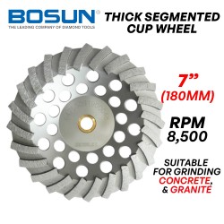 Bosun Thick Segmented Cup Wheel 7" 180MM (D) 24 (S) x 5MM (T) x 16MM (AS)