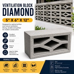Ventilation Block 5" (W) x 6" (H) x 12" (L) - Diamond