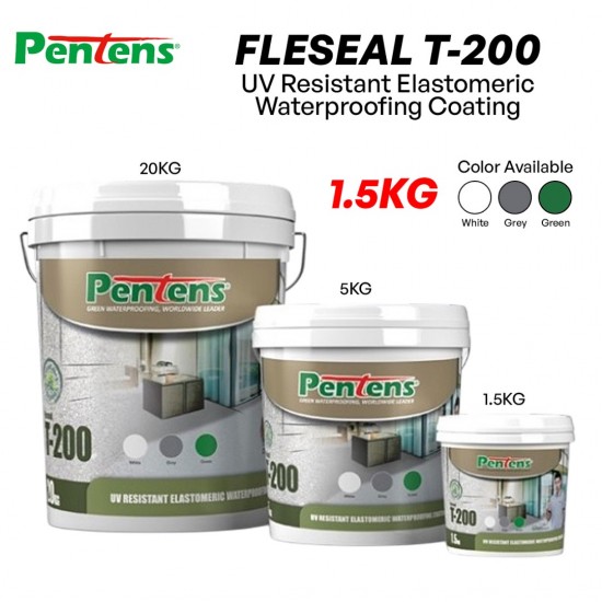 Pentens Fleseal T-200 UV Resistant Elastomeric Waterproofing Coating 1.5KG