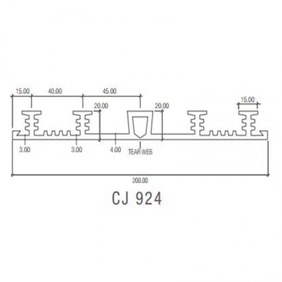 Corkjoint® Style CJ 924 Sure-Stop® PVC Waterstop (International Profiles) External Expansion 200MM (W) x 20M (L) (ORANGE) Corkjoint® Style CJ 924 Sure-Stop® PVC Waterstop (International Profiles) External Expansion 200MM (W) x 20M (L) (ORANGE)