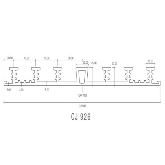 Corkjoint® Style CJ 926 Sure-Stop® PVC Waterstop (International Profiles) External Expansion 320MM (W) x 12M (L) (ORANGE) Corkjoint® Style CJ 926 Sure-Stop® PVC Waterstop (International Profiles) External Expansion 320MM (W) x 12M (L) (ORANGE)