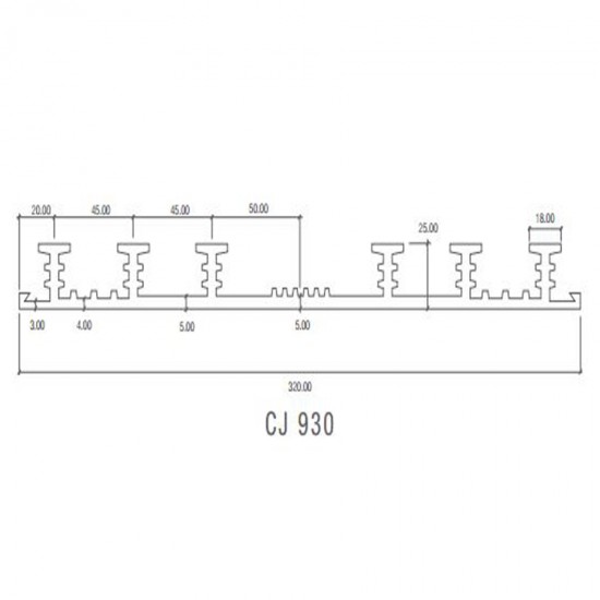 Corkjoint® Style CJ 930 Sure-Stop® PVC Waterstop (International Profiles) External Construction 320MM (W) x 12M (L) (ORANGE)