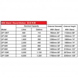 Deluxe DP40K Round Bottom With Stand SUS316 Stainless Steel Water Tank 1600L/350G